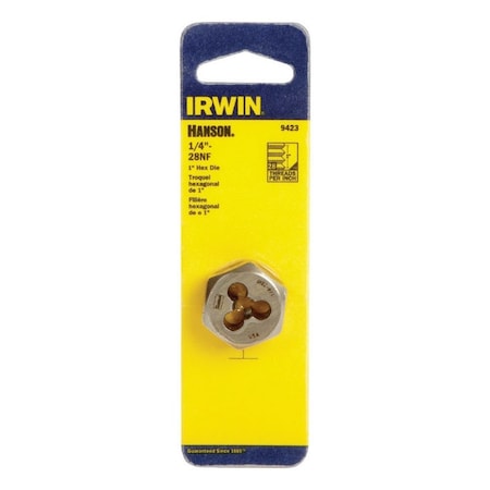 Irwin Irwin Hanson High Carbon Steel SAE Hexagon Die 1/4 in. 1 pc 9423